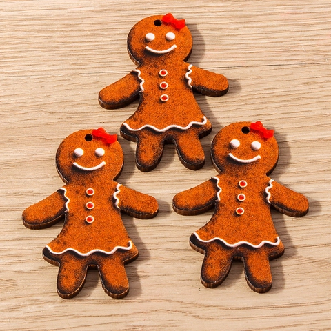 Pendenti in Legno Omino di Pan di Zenzero Decorazioni Sospese di Natale Fai da Te Ornamenti Per Festa di Natale Casa