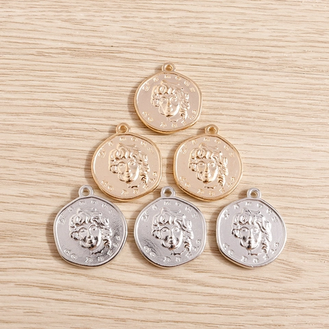 Vintage Alloy Coin Style Portrait Relief Round Pendants For DIY Necklace Bracelet Making Jewelry Accessory Pendant Only