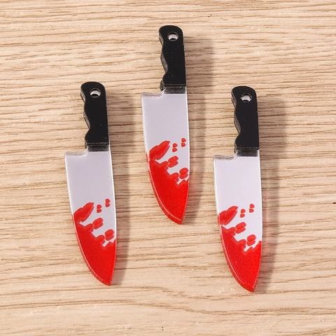 Halloween Ciondoli Coltello Insanguinato Ascia Forbici Horror Gotico Acrilico Pendenti per Fai da Te Creazione Gioielli Accessori
