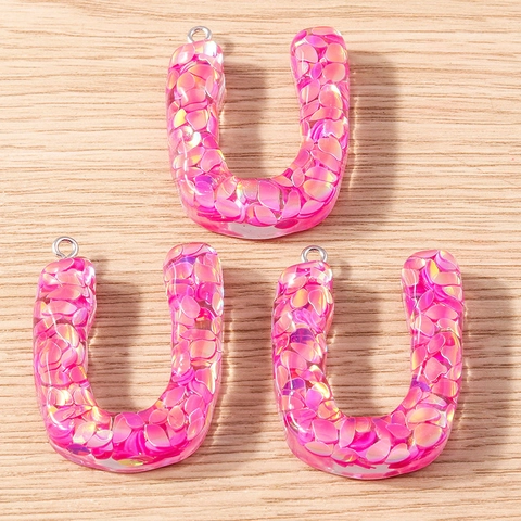 Colorful Resin Alphabet Letter Charms With Glitter Sequins For DIY Jewelry Making Necklace Bracelet Keychain Accessory