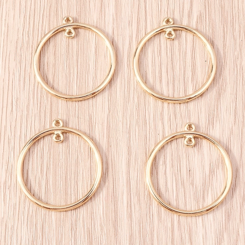 Zinc Alloy Geometric Round Pendant Connector Double Hole DIY Jewelry Findings For Necklace Earring Bracelet Keychain Accessory