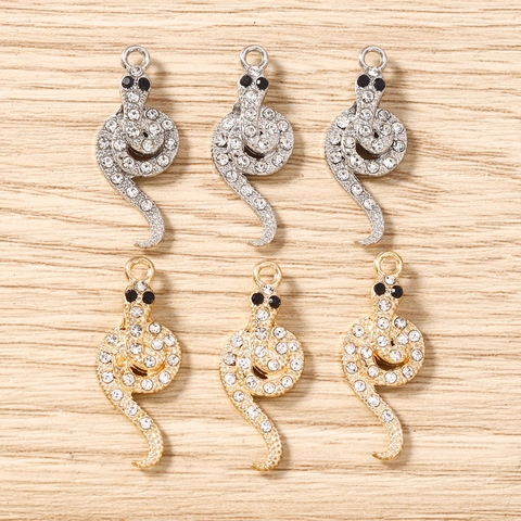 Lujosos Dijes de Forma de Serpiente de Aleación de Zinc con Strass para Fabricación de Joyas DIY Pendientes Collar Llavero Accesorios Oro Plata