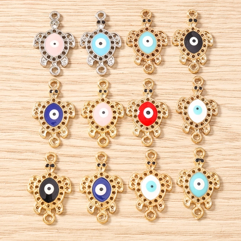 Tartaruga Malocchio Lega Smalto Gioielli Connettore Ciondolo Cavo Animale Pendente Per DIY Collana Bracciale Produzione