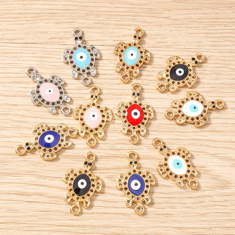 Tartaruga Malocchio Lega Smalto Gioielli Connettore Ciondolo Cavo Animale Pendente Per DIY Collana Bracciale Produzione