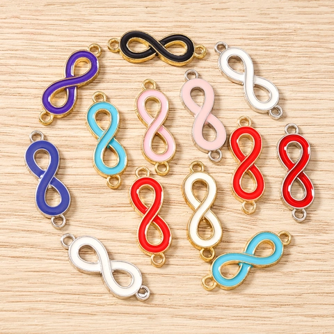 Alloy Enamel Infinity Symbol Connector Pendants Double Loop DIY Jewelry Making Findings For Bracelets Necklaces Earring Hangings