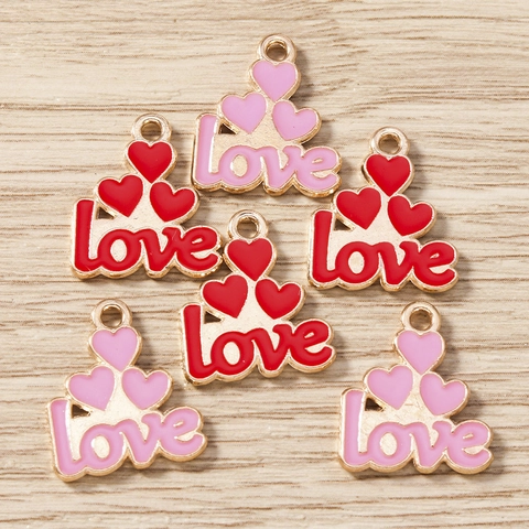Ciondoli Amore a Cuore in Smalto Lega di Zinco Gocciolamento d'Olio per Fai da Te Collana Bracciale Portachiavi Gioielli