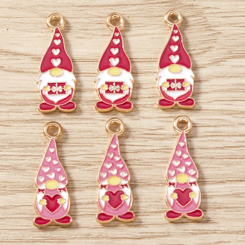 Christmas Gnome Alloy Enamel Pendants Cartoon Heart Gift Box Charms For DIY Earring Necklace Keychain Jewelry Making Accessories