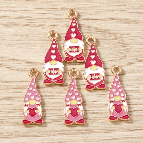 Christmas Gnome Alloy Enamel Pendants Cartoon Heart Gift Box Charms For DIY Earring Necklace Keychain Jewelry Making Accessories