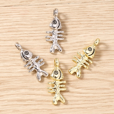 Zinklegering Visgraat Charms Voor DIY Ketting Armband Oorbel Maken Goud Zilver Verguld Dier Skelet Hangers Sieraden Benodigdheden