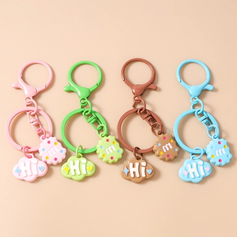 Llavero de Galleta de Nube de Dibujos Animados Lindo Aleación de Zinc Color Macarrón Colgante de Bolsa para Mujeres Niños Joyería