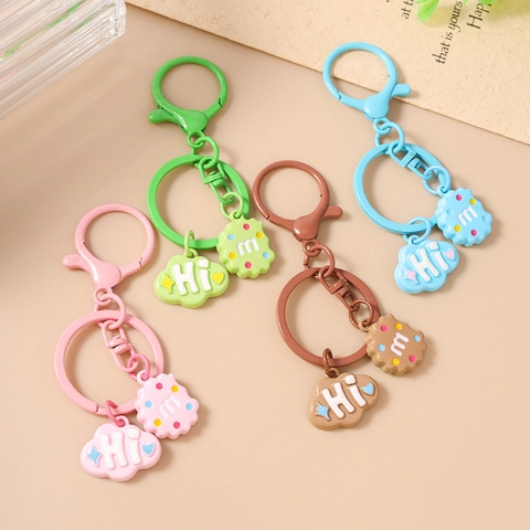 Llavero de Galleta de Nube de Dibujos Animados Lindo Aleación de Zinc Color Macarrón Colgante de Bolsa para Mujeres Niños Joyería