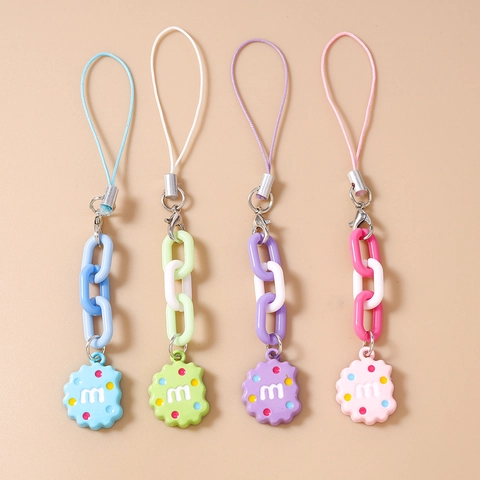 Schattige Simulatie Koekje Hanger Telefoonkoord Sleutelhanger Set Kleurrijke Macaron Hars Tas Charms Voor Dames Cadeau