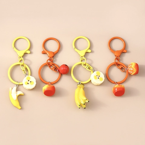 Kreativer Simulationsfrucht Schlüsselanhänger Simulation Banane Orange Metall Lackierter Schlüsselring Tasche Zubehör Anhänger Für Herren Damen Unisex Dekoration Geschenk