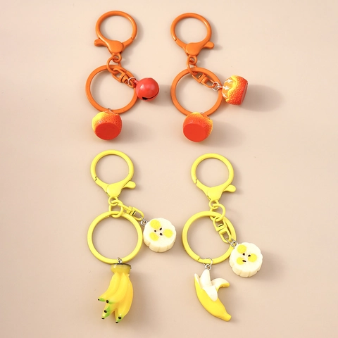 Kreativer Simulationsfrucht Schlüsselanhänger Simulation Banane Orange Metall Lackierter Schlüsselring Tasche Zubehör Anhänger Für Herren Damen Unisex Dekoration Geschenk