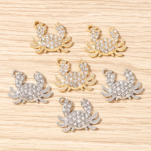 Colgantes de Cangrejo de Aleación con Diamantes DIY Accesorios de Joyería para Collar Oro Plata Amuletos de Animales