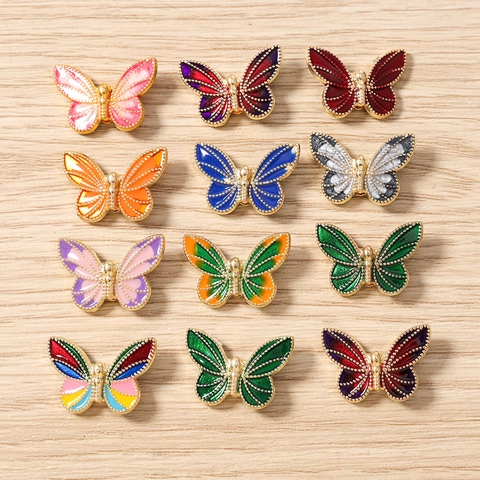 Schmetterling Anhänger Aus Zinklegierung Emaille Für DIY Schmuckherstellung Halsketten Armbänder Ohrringe Schlüsselanhänger Zubehör Damen