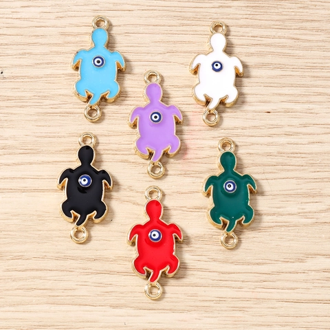 Alloy Turtle Evil Eye Charms DIY Jewelry Making Accessories Enamel Sea Turtle Double Loop Connectors For Necklace Bracelet Crafts