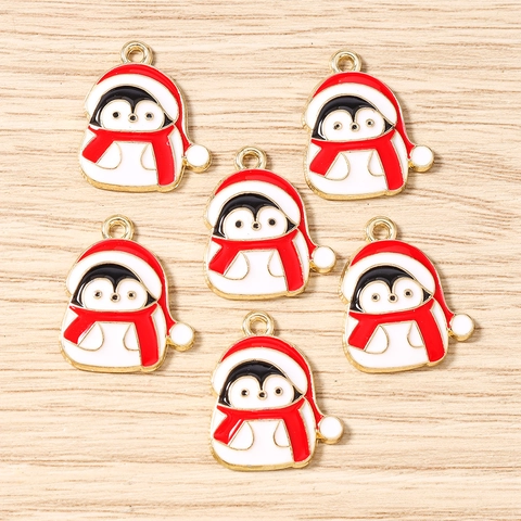 Ciondoli in Lega di Smalto Pinguino di Natale Ciondoli Animali dei Cartoni Animati per Collana Fai Da Te Bracciale Orecchino Gioielli