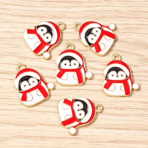 Ciondoli in Lega di Smalto Pinguino di Natale Ciondoli Animali dei Cartoni Animati per Collana Fai Da Te Bracciale Orecchino Gioielli