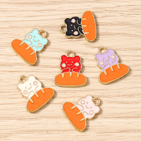 Cute Cartoon Cat Bread Charms Zinc Alloy Enamel Animal Pendants For DIY Necklace Bracelet Keychain Jewelry Making Craft Findings