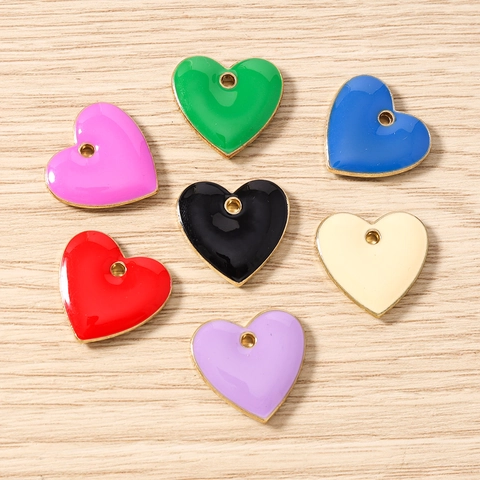 Enamel Heart Shaped Zinc Alloy Pendants Heart Charms For DIY Jewelry Making Bracelet Necklace Earrings Women Keychain