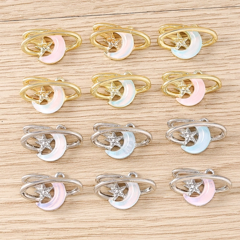 Star Moon Planet DIY Jewelry Pendants Alloy Enameled Charms For Earring Necklace Bracelet Keychain Jewelry Making Accessories