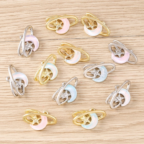 Star Moon Planet DIY Jewelry Pendants Alloy Enameled Charms For Earring Necklace Bracelet Keychain Jewelry Making Accessories