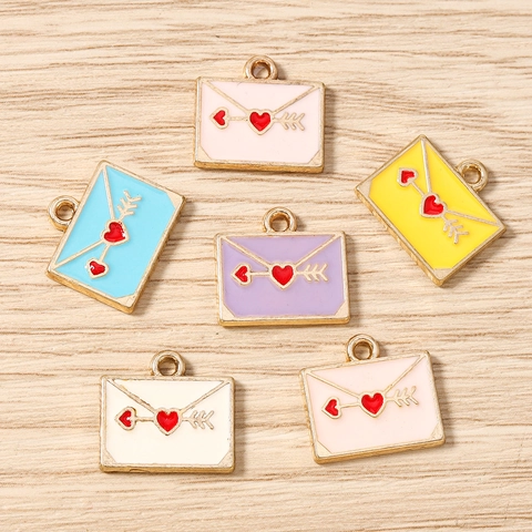 Enamel Envelope Heart Cupid Arrow Pendants Zinc Alloy DIY Jewelry Accessories For Necklace Bracelet Making Women Charms