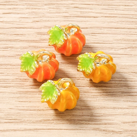 Pumpkin Shape Zinc Alloy Enamel Charms For DIY Jewelry Making Halloween Autumn Theme Pendants For Necklace Bracelet Keychain
