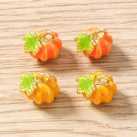 Pumpkin Shape Zinc Alloy Enamel Charms For DIY Jewelry Making Halloween Autumn Theme Pendants For Necklace Bracelet Keychain