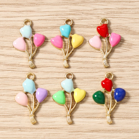 Alloy Enamel Heart Balloon Bundle Pendants For DIY Jewelry Making Necklaces Bracelets Keychains Multi Color Accessories