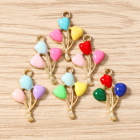 Alloy Enamel Heart Balloon Bundle Pendants For DIY Jewelry Making Necklaces Bracelets Keychains Multi Color Accessories