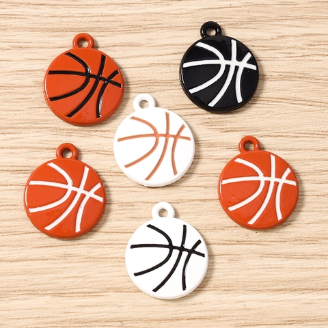 DIY Basketball Charms Alloy Enamel Sport Pendant For Keychain Bracelet Necklace Making Sporty Style Jewelry Findings