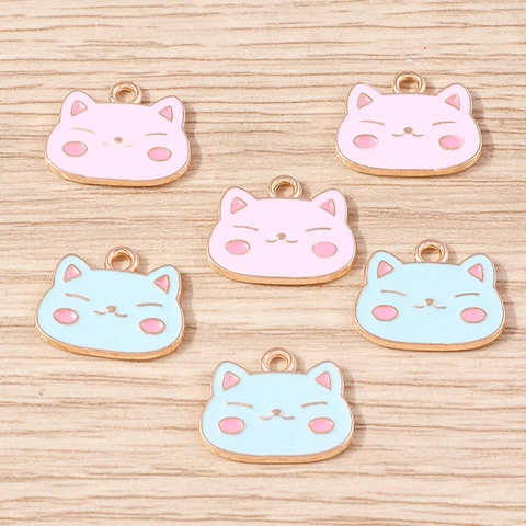Schöner Cartoon Katzenkopf Emaille Legierung Charms Anhänger Für DIY Halskette Armband Ohrringe Schmuckherstellung Damen Schmuck