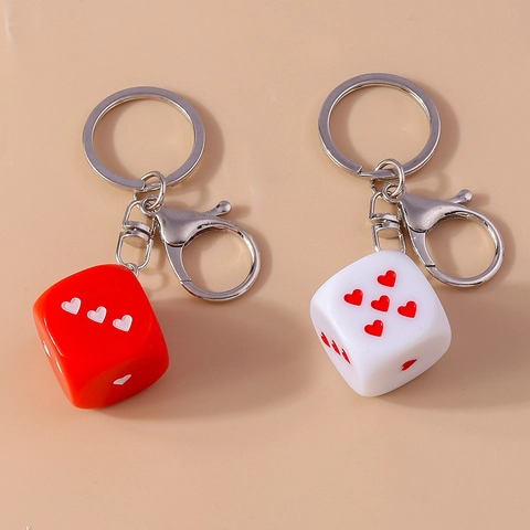 Portachiavi a Dado con Punti a Cuore Creativo in Lega di Zinco Resina Ciondolo per Borsa Regalo Romantico per Coppie San Valentino