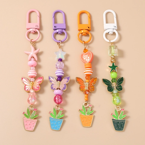 Mode Zinklegering Kralen Sleutelhanger Vlinder Cactus Hanger Hart Ster Charm Tas Ornament Voor Vrouwen Meisjes Cadeau