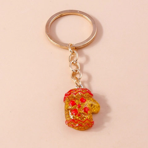 Christmas Resin Glitter Keychain Cute Snowman Elk Stocking Glove Bell Accessories Festive Holiday Bag Decor Gift For Kids