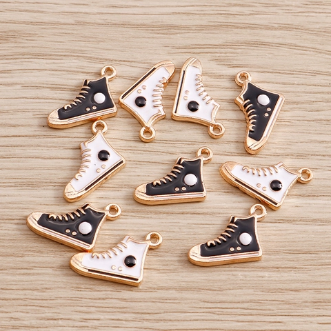 Pendentifs de Chaussures en Toile Montantes en Alliage Mode Breloques de Baskets en Émail pour la Fabrication de Bijoux DIY Collier Bracelet