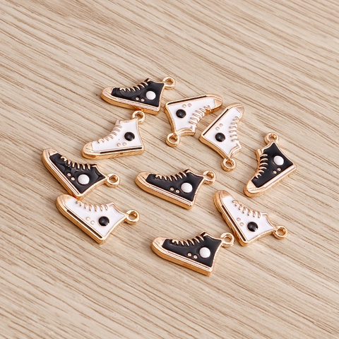 Pendentifs de Chaussures en Toile Montantes en Alliage Mode Breloques de Baskets en Émail pour la Fabrication de Bijoux DIY Collier Bracelet
