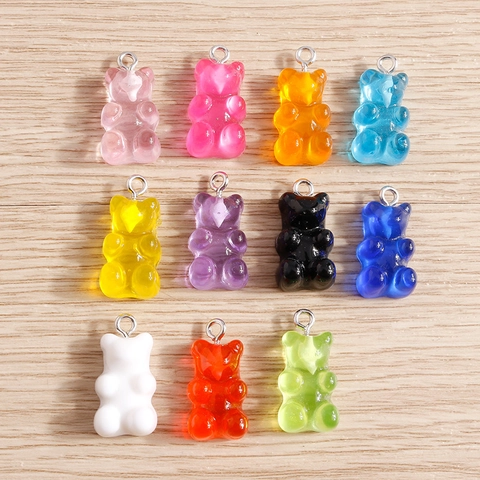 Cartoon Bear Resin Pendants Gummy Bear Charms For DIY Jewelry Making Necklace Bracelet Earrings Accessory Colorful Candy Bear Pendant