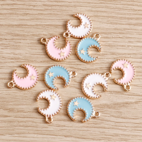 Legierung Emaille Mond Stern Anhänger Für DIY Schmuckherstellung Halskette Zubehör Für Damen Mode Mondsichel Charms