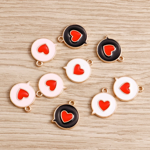 DIY Alloy Heart Pendant Charms Enamel Drip Oil Speech Bubble Heart Pattern Accessory For Necklace Bracelet Jewelry Making Handcrafted Decor