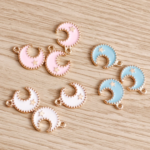 Legierung Emaille Mond Stern Anhänger Für DIY Schmuckherstellung Halskette Zubehör Für Damen Mode Mondsichel Charms