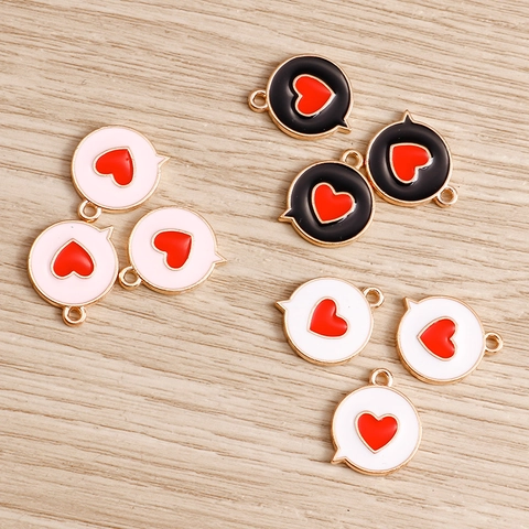 DIY Alloy Heart Pendant Charms Enamel Drip Oil Speech Bubble Heart Pattern Accessory For Necklace Bracelet Jewelry Making Handcrafted Decor
