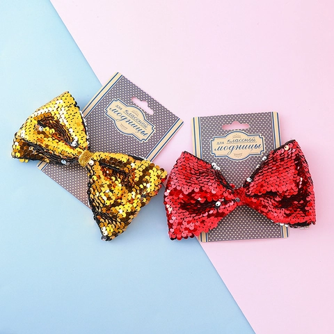 Große Pailletten Schleife Haarspange Für Mädchen Glitzer Schleifen Haarnadeln Für Bühne Aufführung Festival Party Haarschmuck