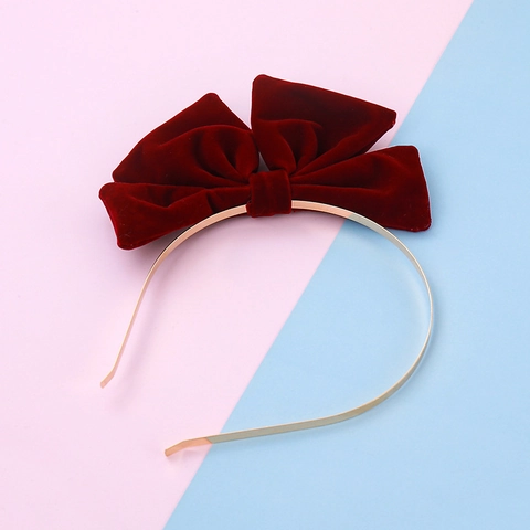 Large Velvet Bow Headband For Women Girls Vintage Burgundy Red Hair Band Festive Christmas New Year Party Hair Accessories