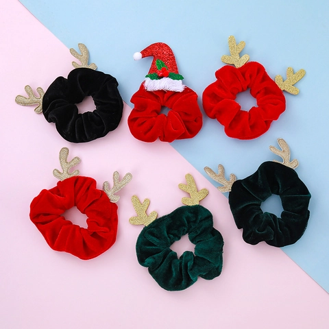 Carini Elastici Per Capelli Natalizi In Velluto Con Corna Per Bambine Elastici Per Capelli Festa Accessori Per Capelli Regalo