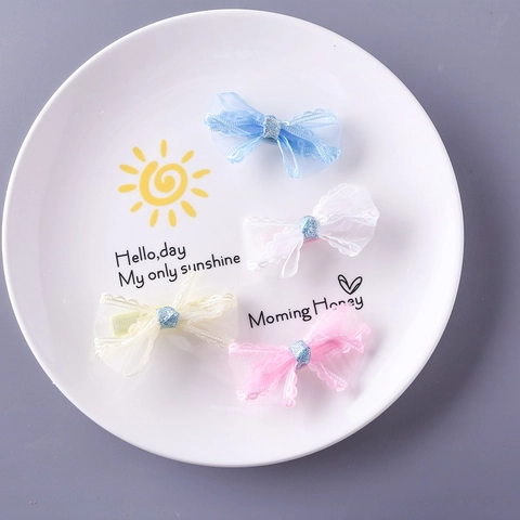 Kids Sweet Lace Mesh Bow Hairpin Korean Princess Fresh Style Glitter Butterfly Knot Hair Clip For Toddler Girls Headwear