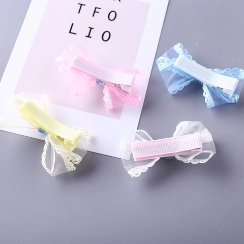 Kids Sweet Lace Mesh Bow Hairpin Korean Princess Fresh Style Glitter Butterfly Knot Hair Clip For Toddler Girls Headwear