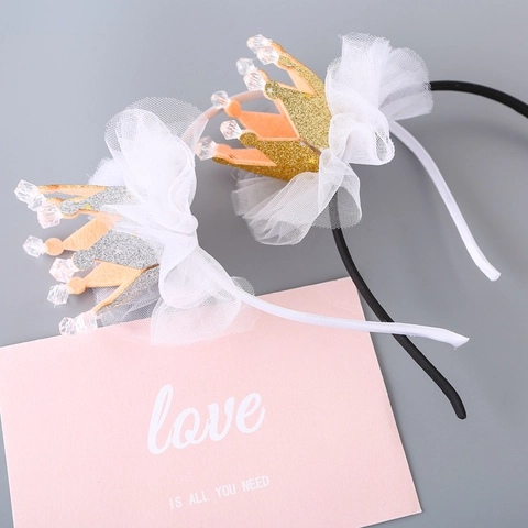 Cerchietto Corona Luccicante per Bambini Accessori per Capelli Principessa Con Tulle per Ragazze Festa di Compleanno Regalo